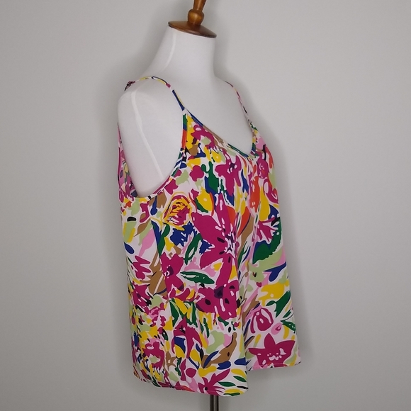 SheIn Multicolor V Neckline Sleeveless Floral Knit Camisole Tank Top Size L - Picture 7 of 9